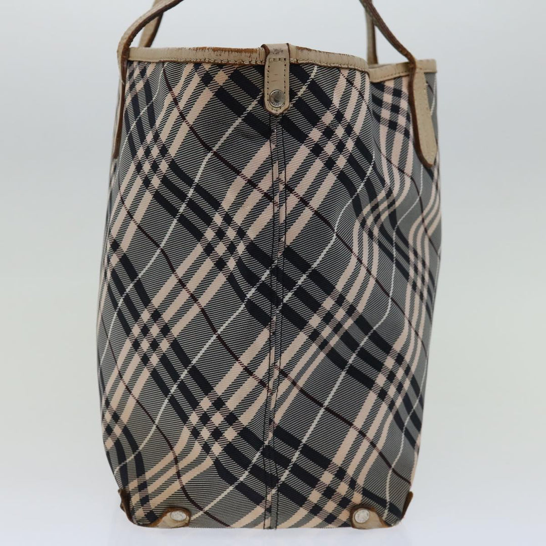 Burberry Nova Check Blue Label Tote Bag Canvas Gray Beige Auth bs12784