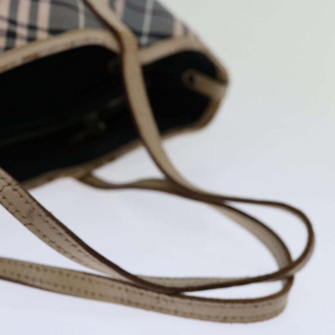 Burberry Nova Check Blue Label Tote Bag Canvas Gray Beige Auth bs12784