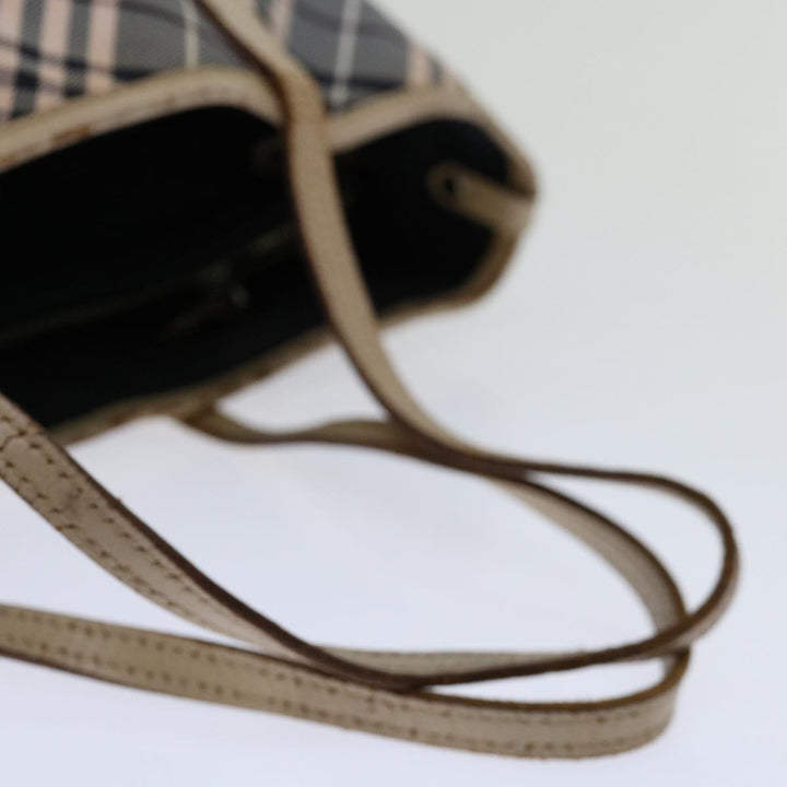 Burberry Nova Check Blue Label Tote Bag Canvas Gray Beige Auth bs12784