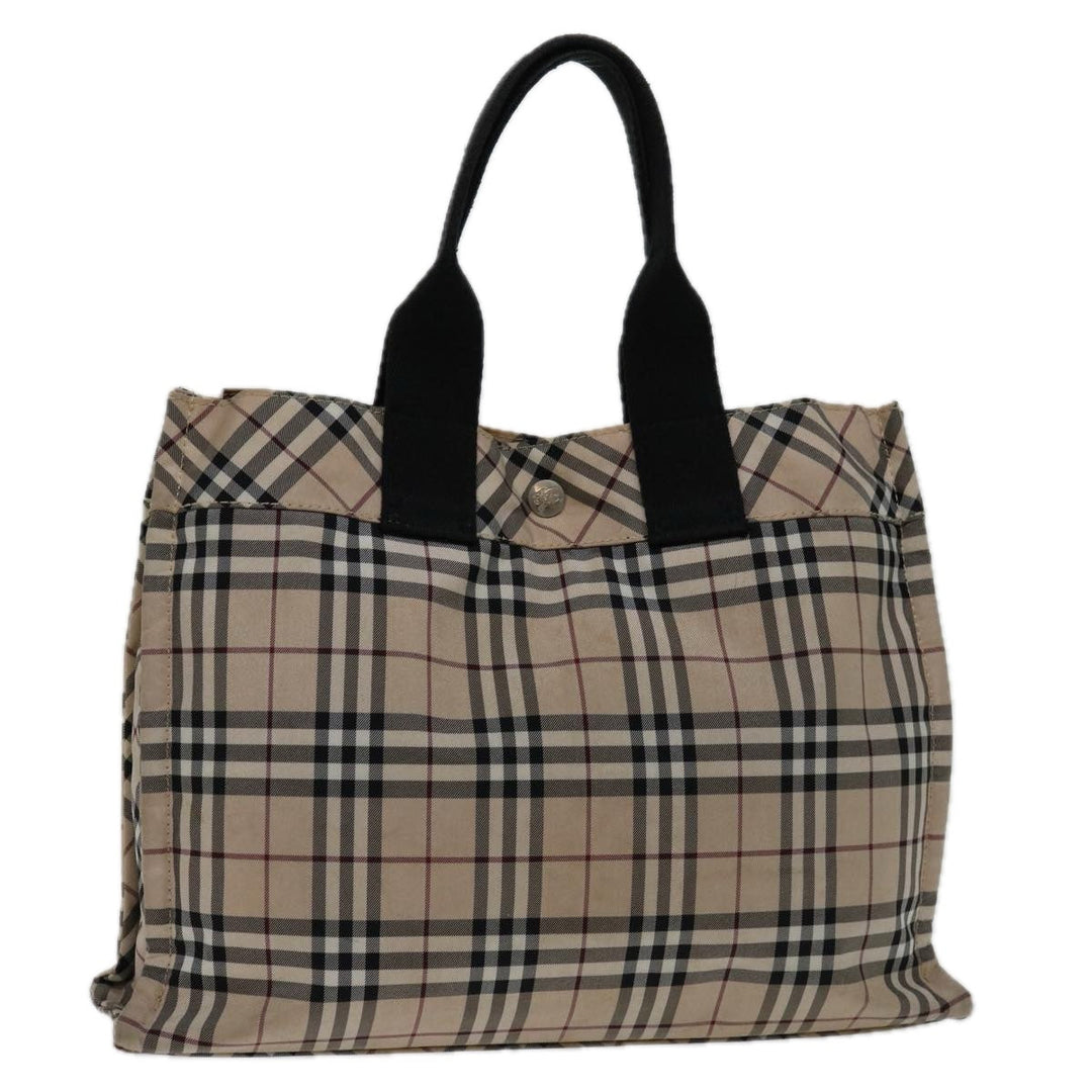 Burberry Nova Check Hand Bag Nylon Beige Black Auth bs12785