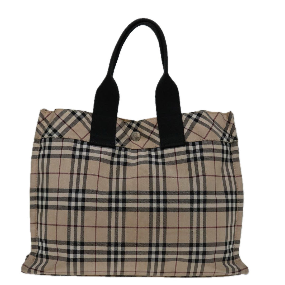 Burberry Nova Check Hand Bag Nylon Beige Black Auth bs12785