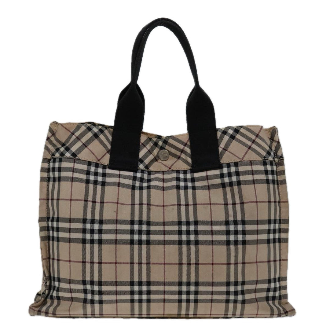Burberry Nova Check Hand Bag Nylon Beige Black Auth bs12785