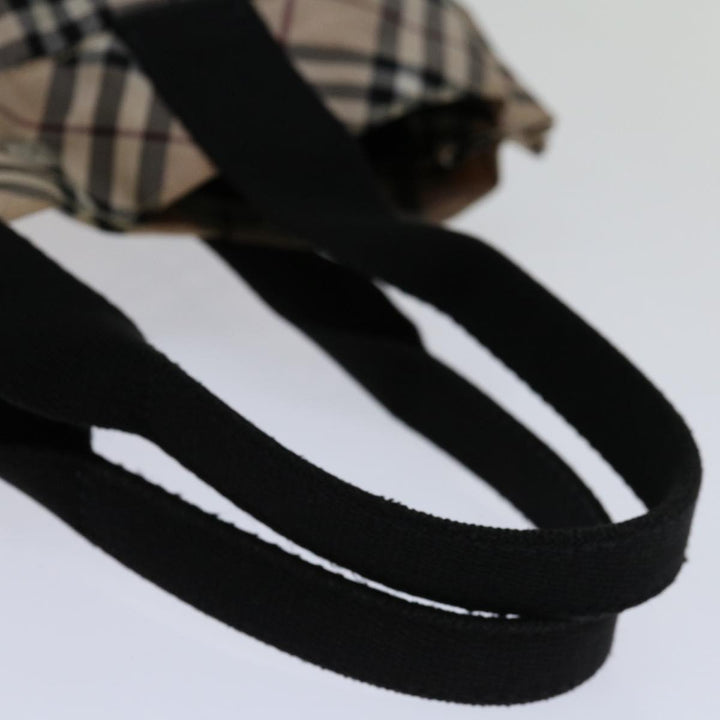 Burberry Nova Check Hand Bag Nylon Beige Black Auth bs12785