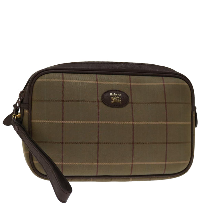 BurberrySs Nova Check Clutch Bag Canvas Beige Auth bs12786