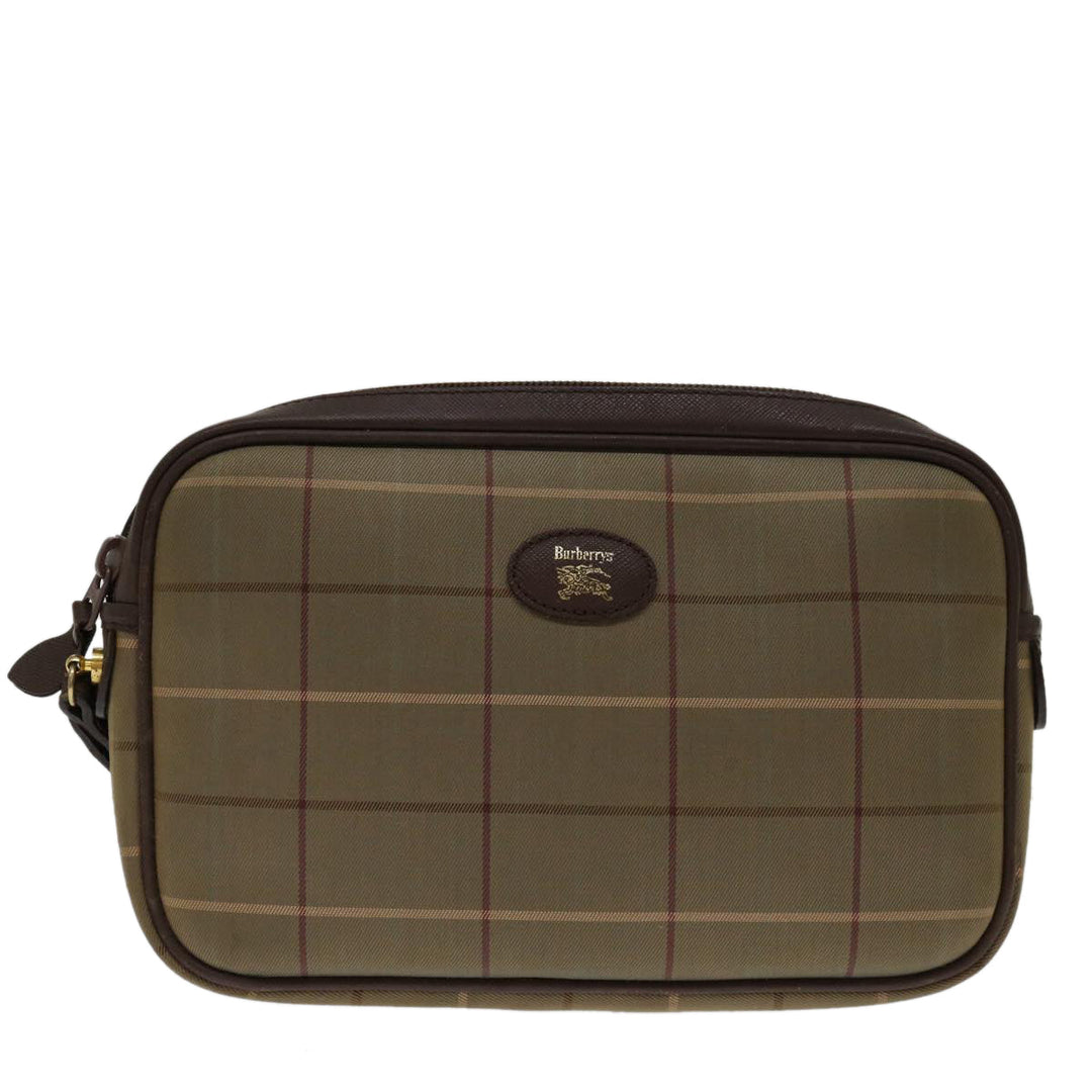 BurberrySs Nova Check Clutch Bag Canvas Beige Auth bs12786