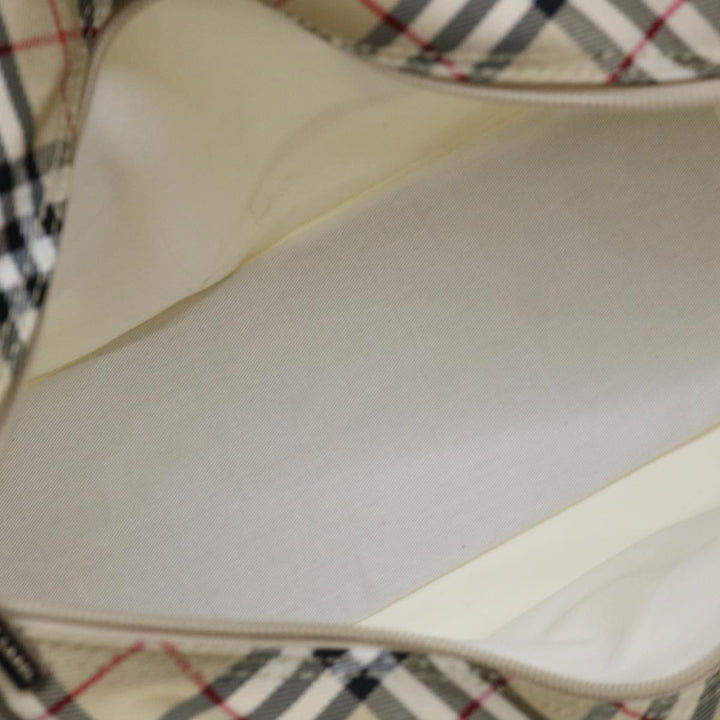 BurberrySs Nova Check Blue Label Tote Bag Canvas White Beige Auth bs12787