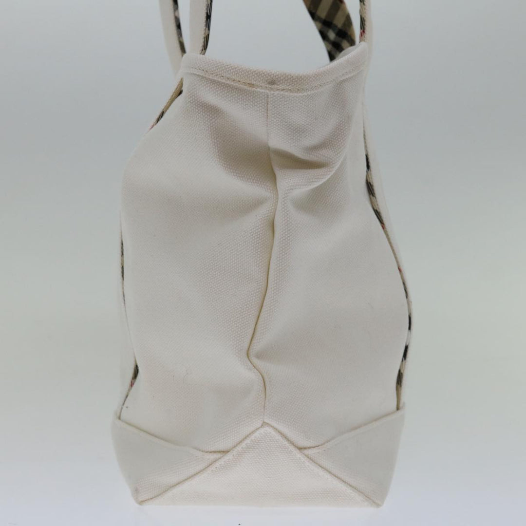 BurberrySs Nova Check Blue Label Tote Bag Canvas White Beige Auth bs12787