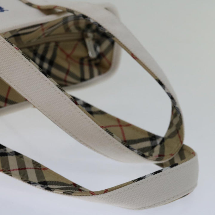 BurberrySs Nova Check Blue Label Tote Bag Canvas White Beige Auth bs12787