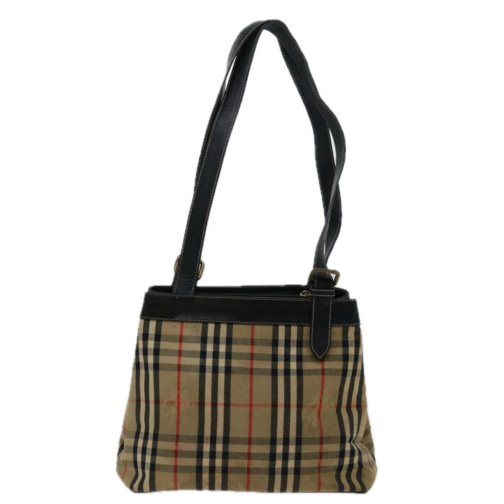 BurberrySs Nova Check Shoulder Bag Canvas Beige Black Auth bs12788