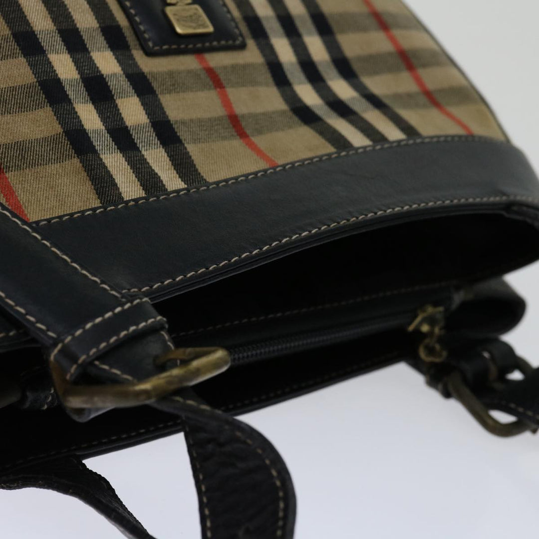 BurberrySs Nova Check Shoulder Bag Canvas Beige Black Auth bs12788