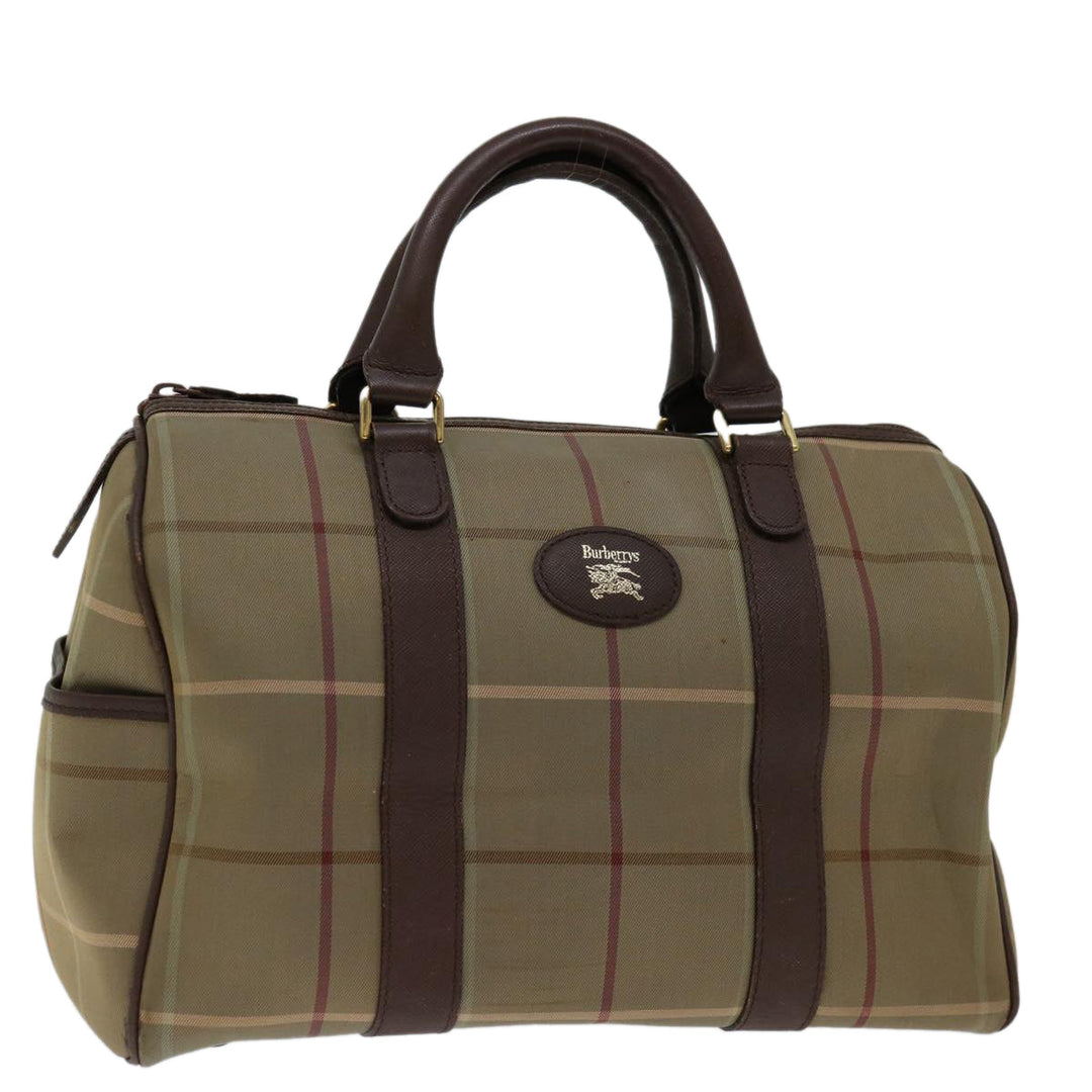 BurberrySs Nova Check Hand Bag Canvas Beige Auth bs12789