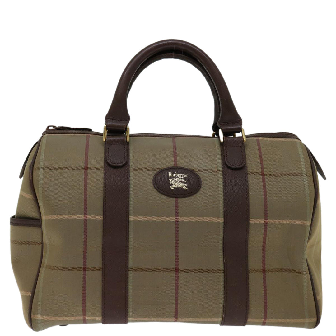 BurberrySs Nova Check Hand Bag Canvas Beige Auth bs12789