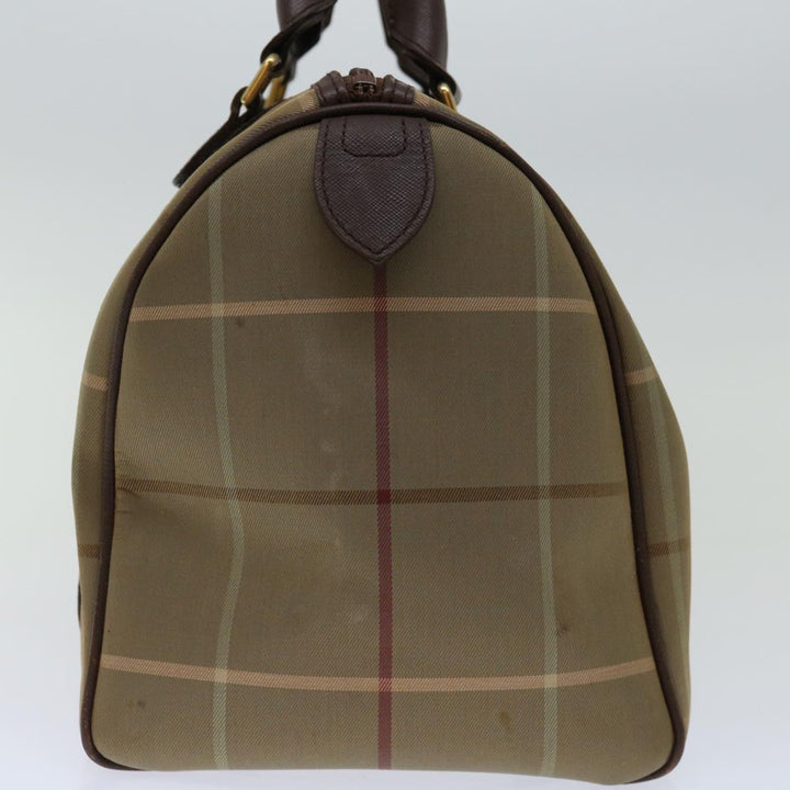 BurberrySs Nova Check Hand Bag Canvas Beige Auth bs12789