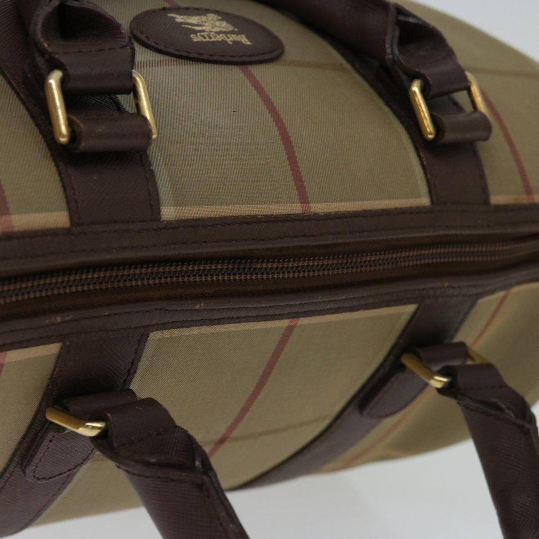 BurberrySs Nova Check Hand Bag Canvas Beige Auth bs12789