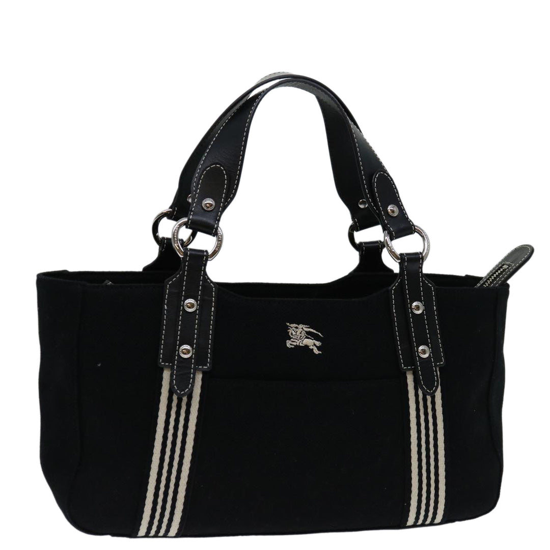 BURBERRYSs Nova Check Blue Label Hand Bag Canvas Black White Auth bs12790