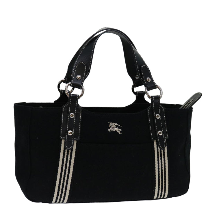 BURBERRYSs Nova Check Blue Label Hand Bag Canvas Black White Auth bs12790