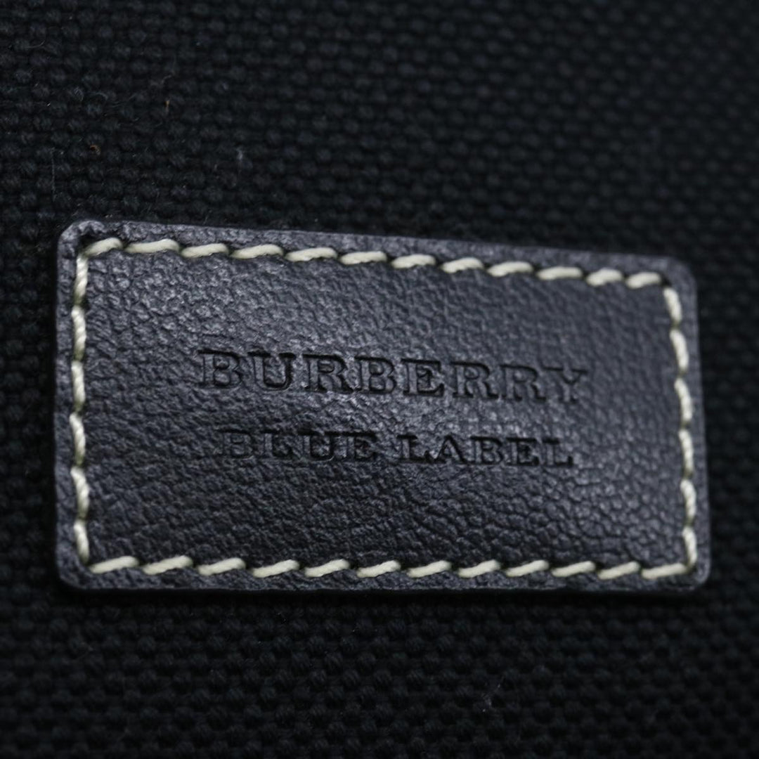 BURBERRYSs Nova Check Blue Label Hand Bag Canvas Black White Auth bs12790