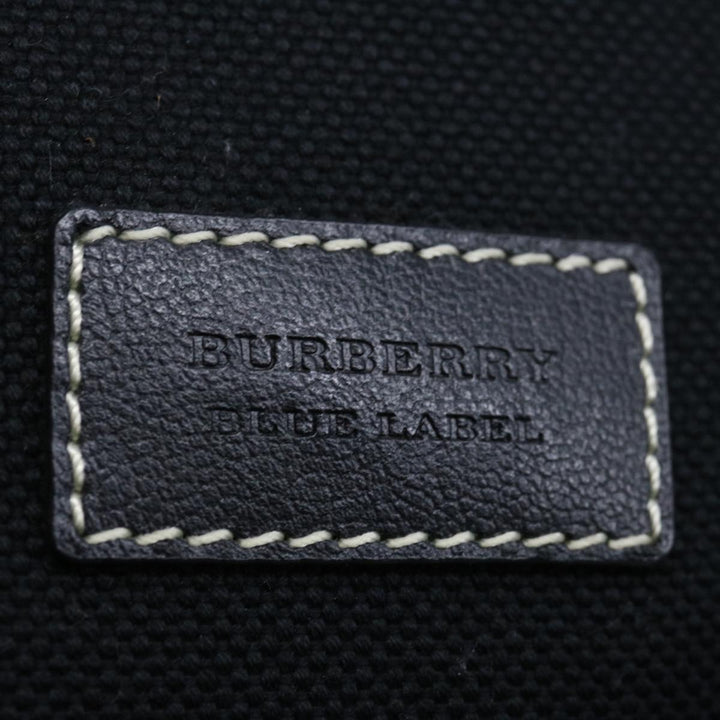 BURBERRYSs Nova Check Blue Label Hand Bag Canvas Black White Auth bs12790