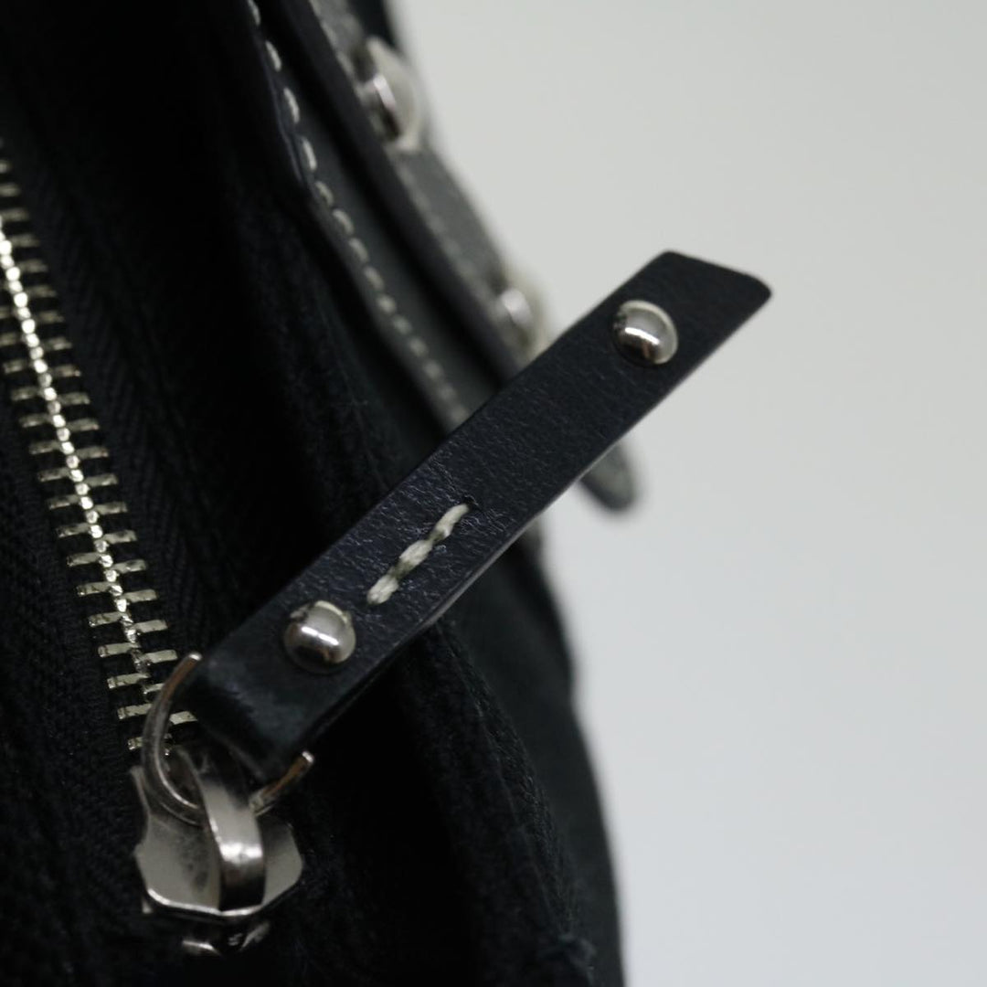 BURBERRYSs Nova Check Blue Label Hand Bag Canvas Black White Auth bs12790