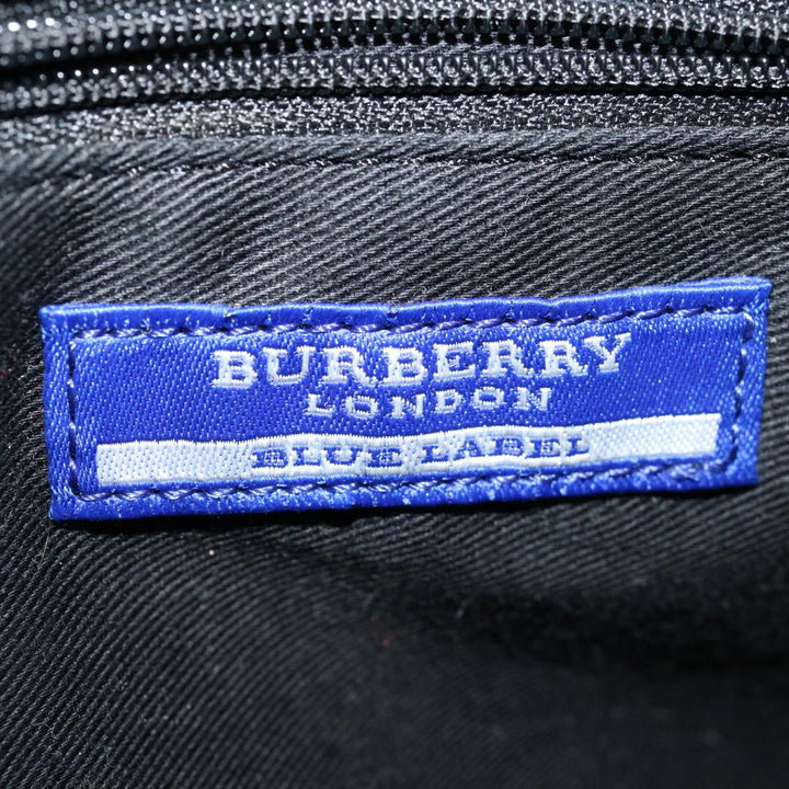BURBERRYSs Nova Check Blue Label Hand Bag Canvas Black White Auth bs12790