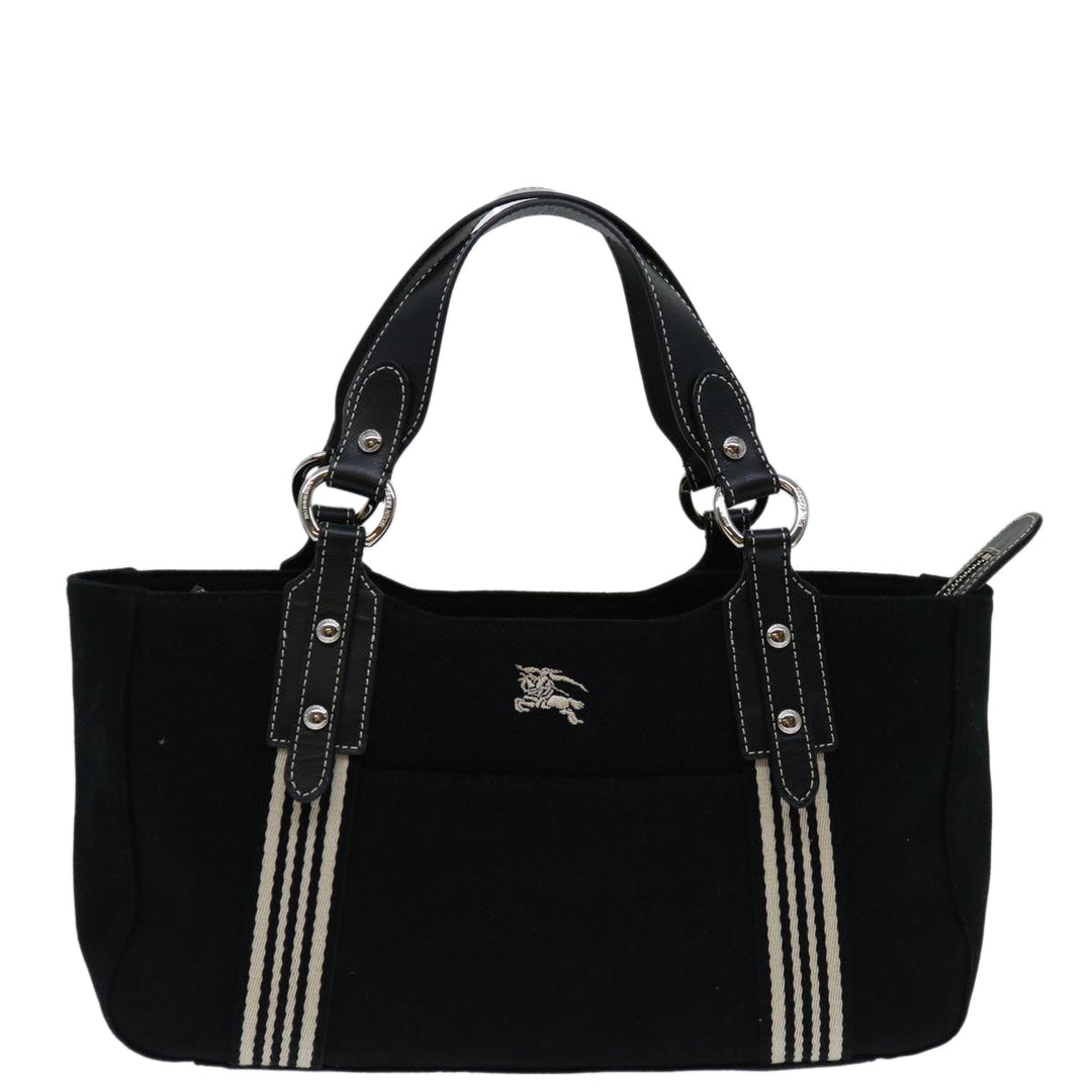 BURBERRYSs Nova Check Blue Label Hand Bag Canvas Black White Auth bs12790