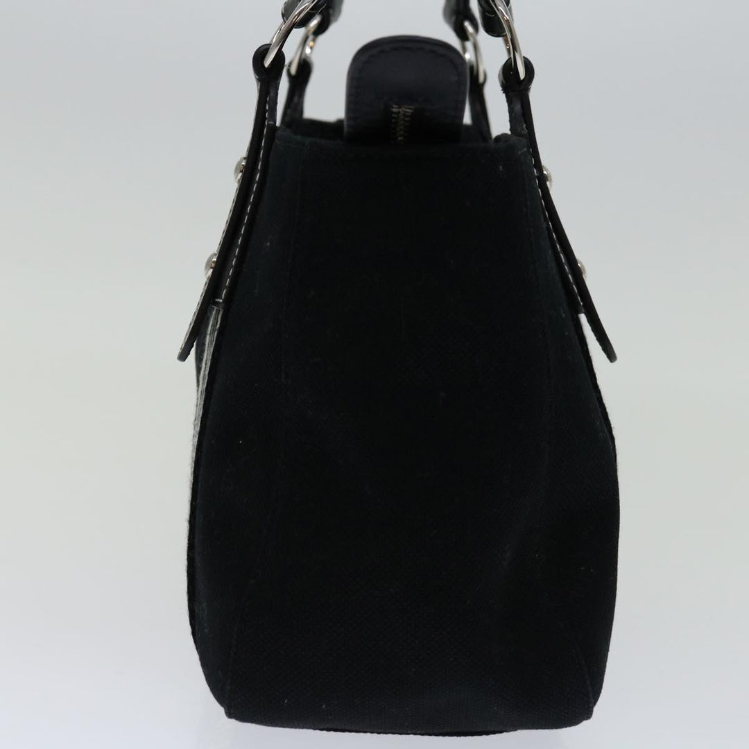 BURBERRYSs Nova Check Blue Label Hand Bag Canvas Black White Auth bs12790