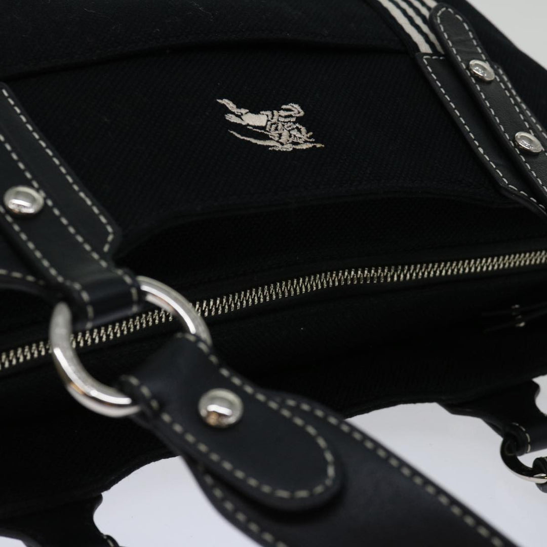 BURBERRYSs Nova Check Blue Label Hand Bag Canvas Black White Auth bs12790