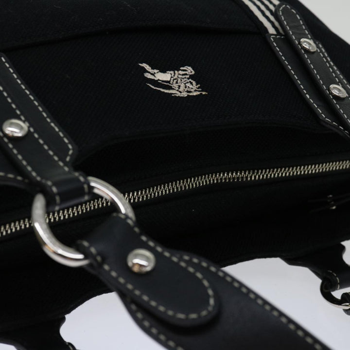 BURBERRYSs Nova Check Blue Label Hand Bag Canvas Black White Auth bs12790
