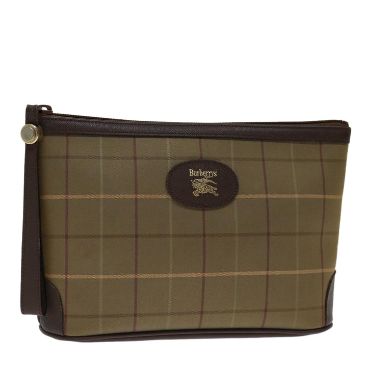 BurberrySs Nova Check Clutch Bag Canvas Beige Auth bs12792