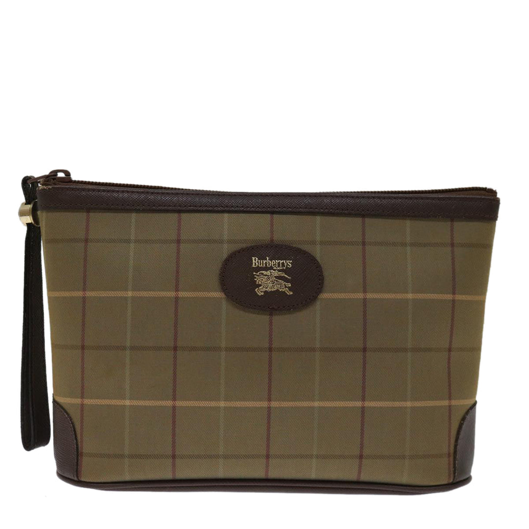 BurberrySs Nova Check Clutch Bag Canvas Beige Auth bs12792