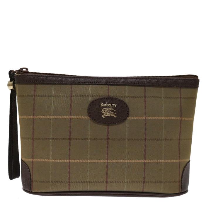 BurberrySs Nova Check Clutch Bag Canvas Beige Auth bs12792