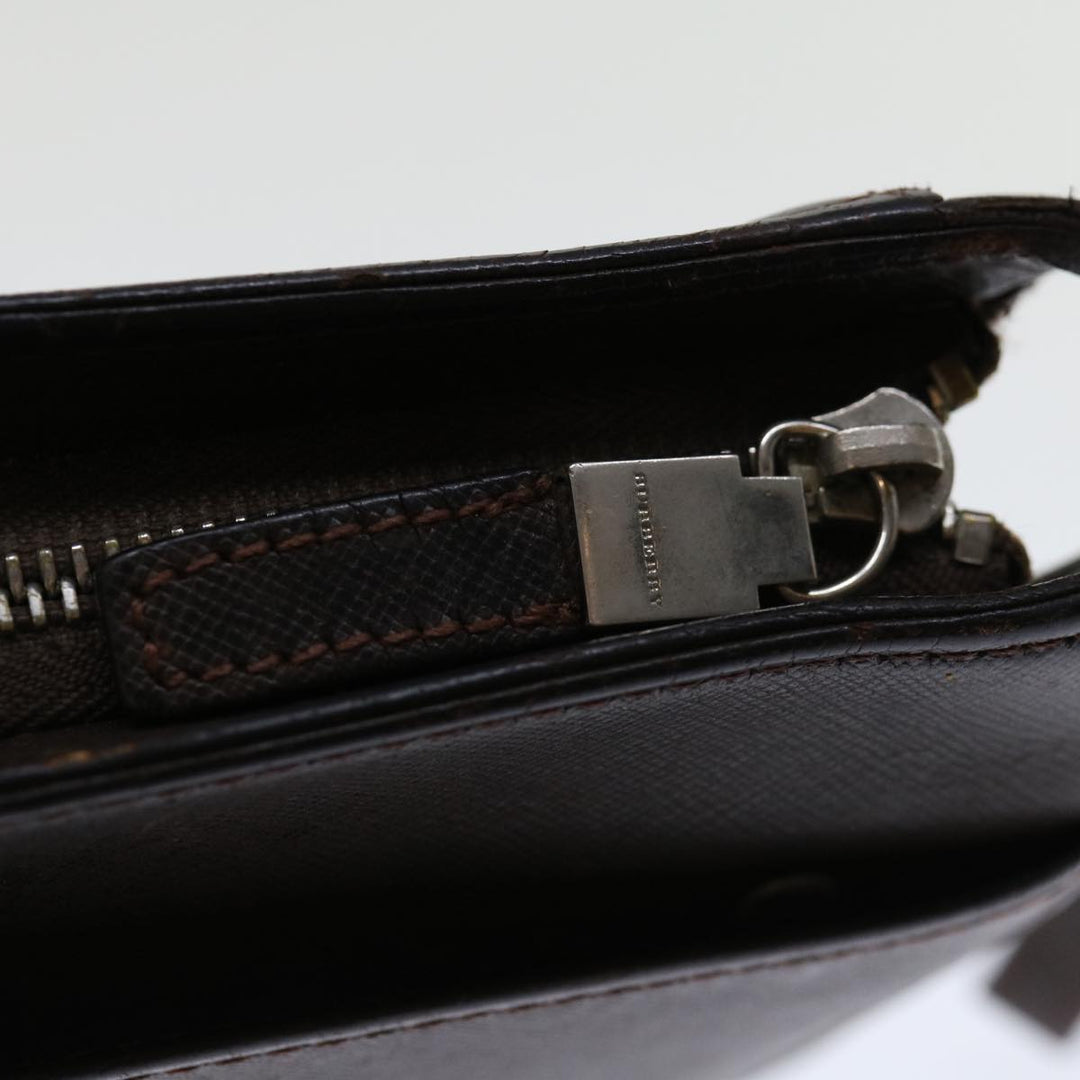 Burberry Clutch Bag Leather Brown Auth bs12798