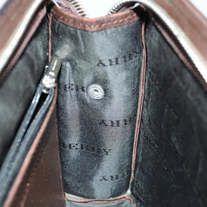 Burberry Clutch Bag Leather Brown Auth bs12798
