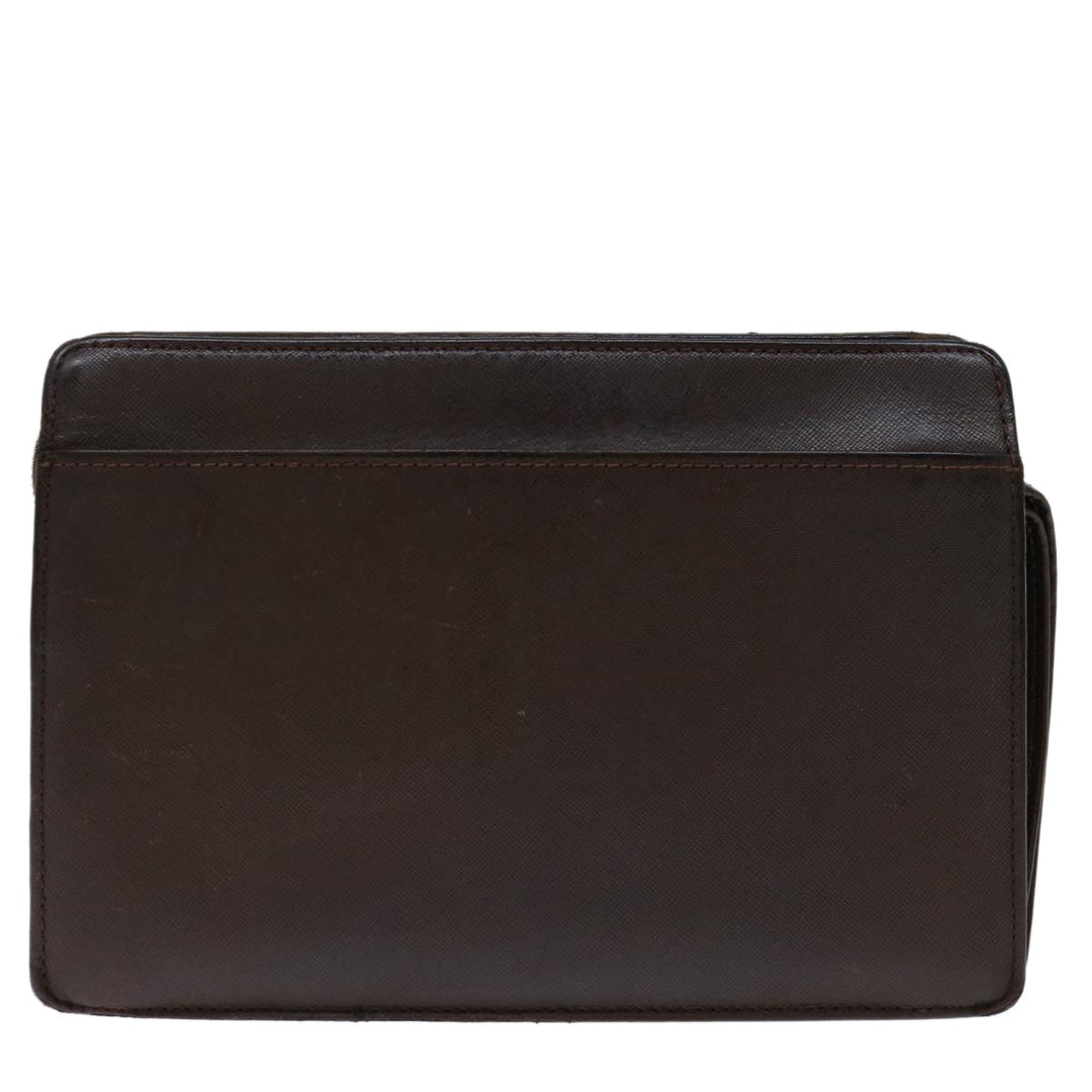 Burberry Clutch Bag Leather Brown Auth bs12798