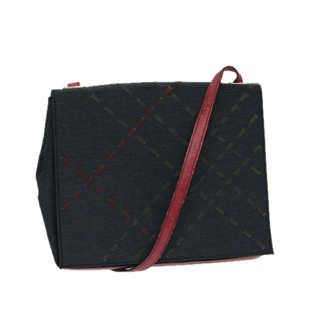 Burberry Shoulder Bag Canvas Black Red Auth bs12799