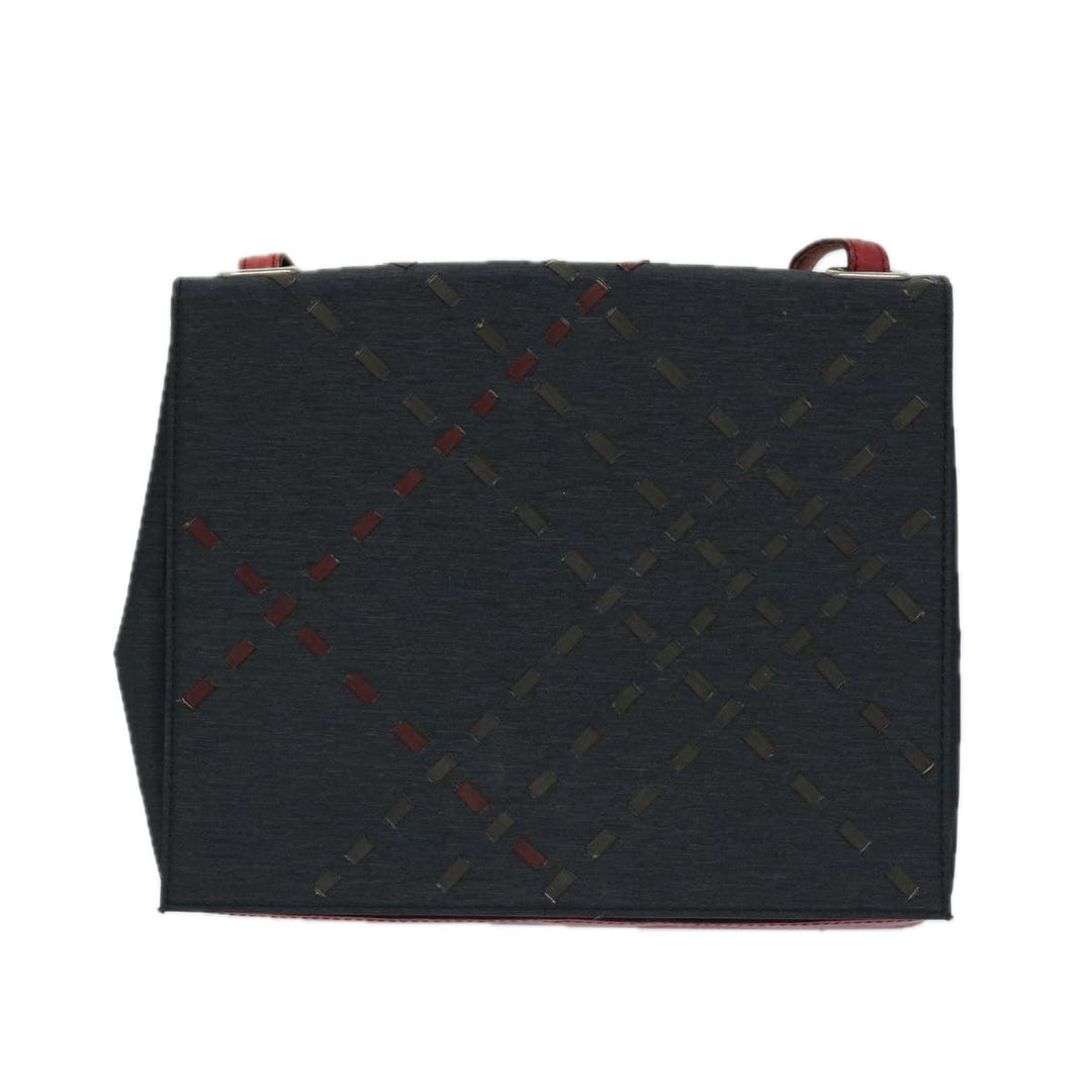 Burberry Shoulder Bag Canvas Black Red Auth bs12799
