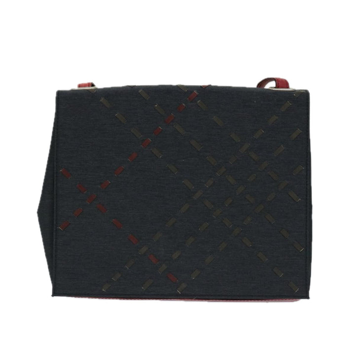 Burberry Shoulder Bag Canvas Black Red Auth bs12799