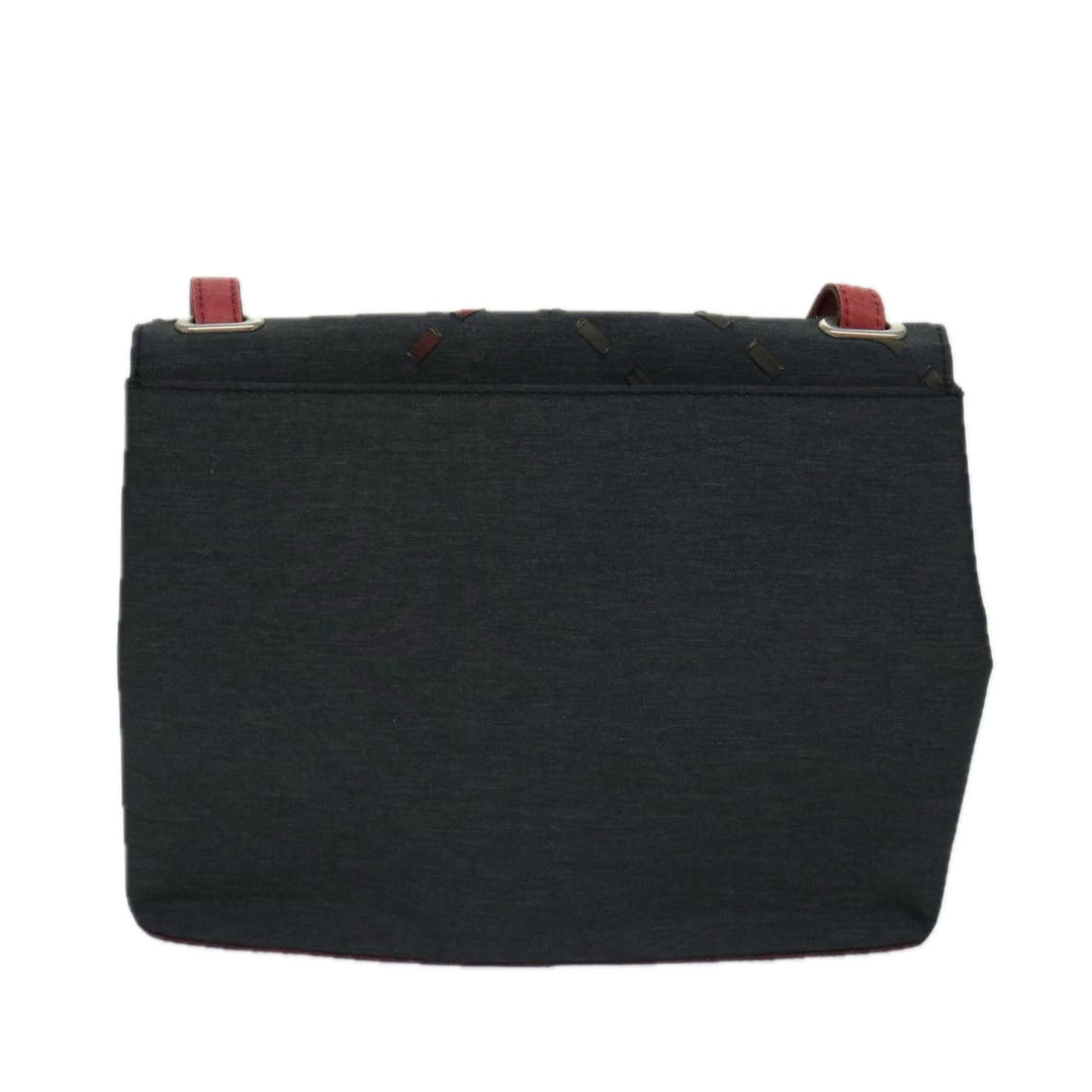 Burberry Shoulder Bag Canvas Black Red Auth bs12799