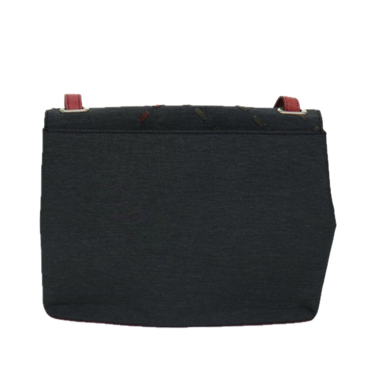Burberry Shoulder Bag Canvas Black Red Auth bs12799