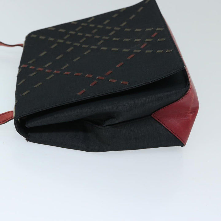 Burberry Shoulder Bag Canvas Black Red Auth bs12799