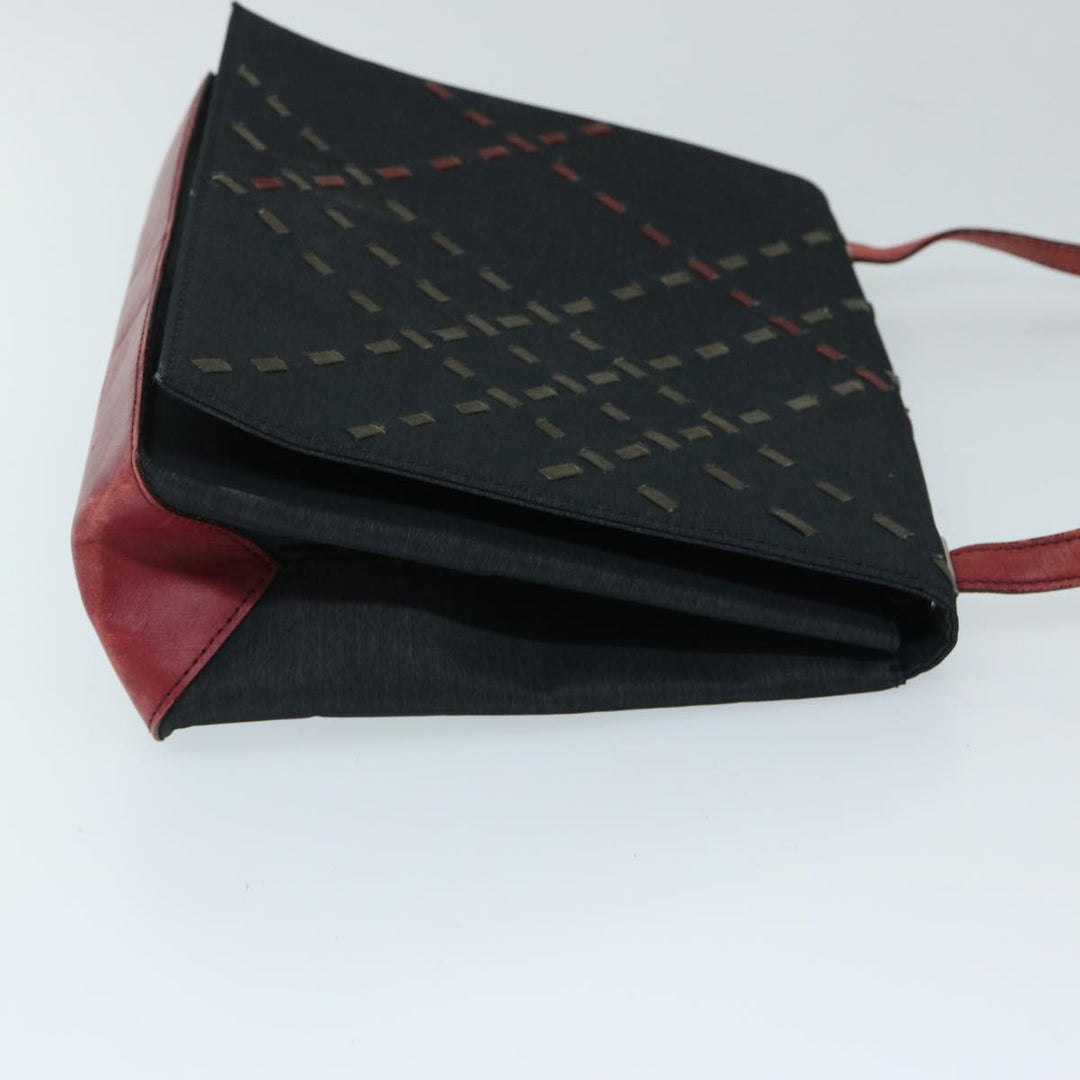 Burberry Shoulder Bag Canvas Black Red Auth bs12799