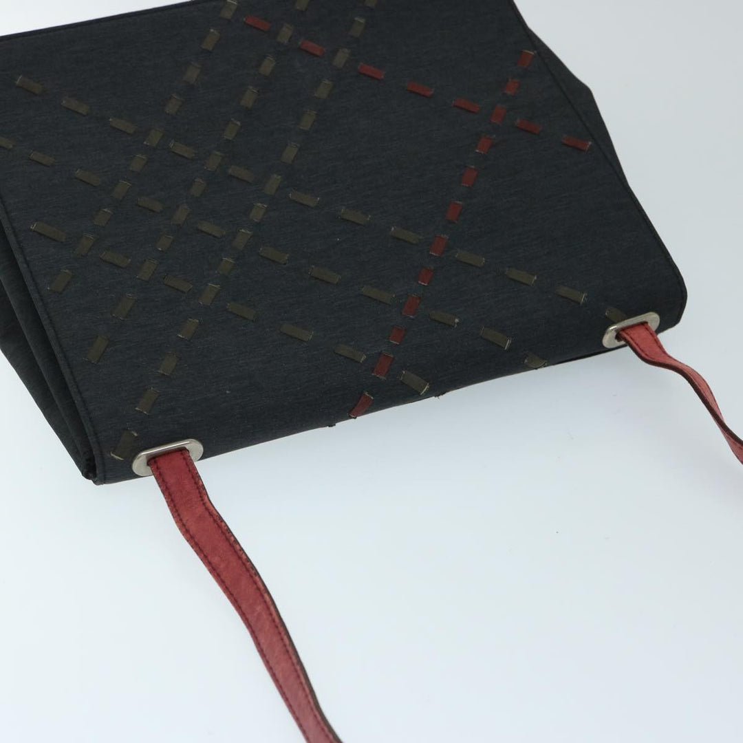 Burberry Shoulder Bag Canvas Black Red Auth bs12799
