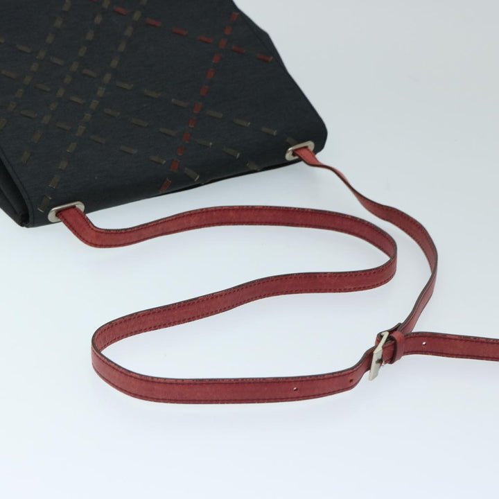 Burberry Shoulder Bag Canvas Black Red Auth bs12799