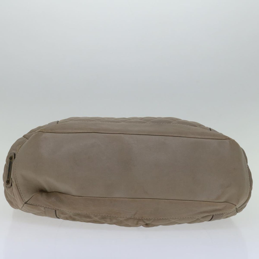 Burberry Hand Bag Leather Beige Auth bs12800
