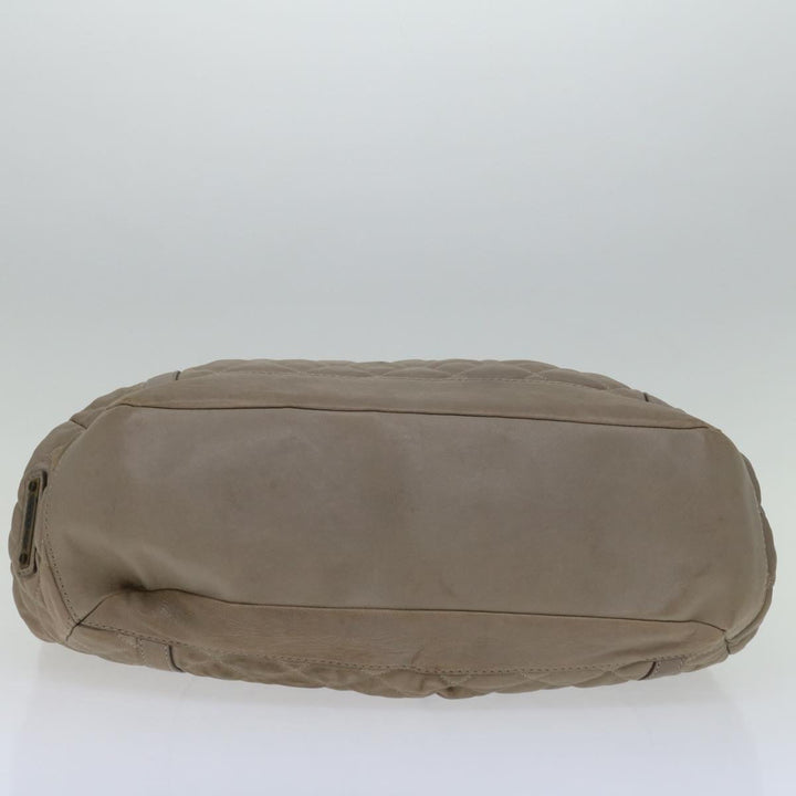 Burberry Hand Bag Leather Beige Auth bs12800