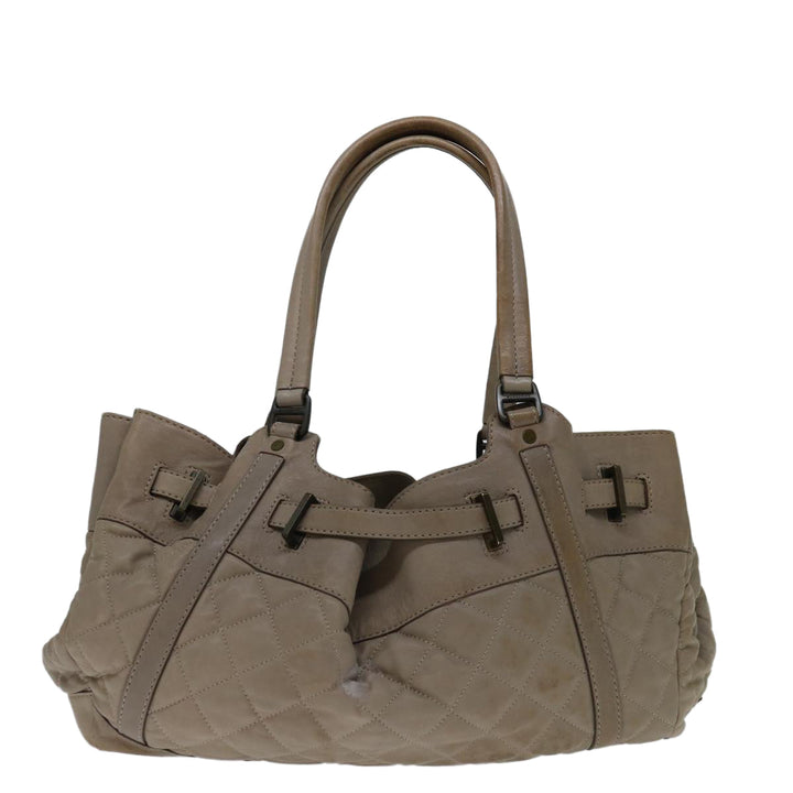 Burberry Hand Bag Leather Beige Auth bs12800
