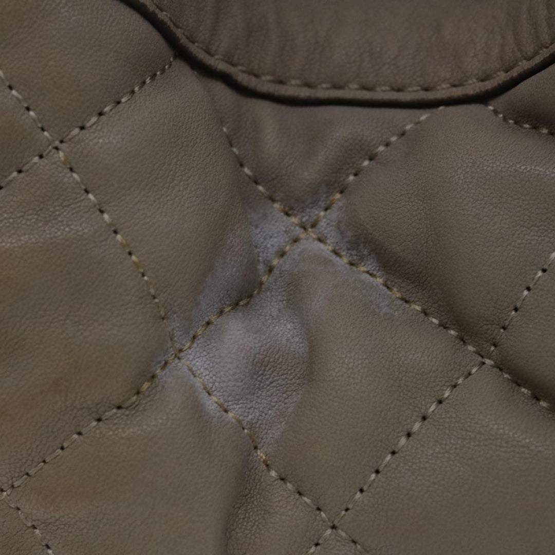 Burberry Hand Bag Leather Beige Auth bs12800