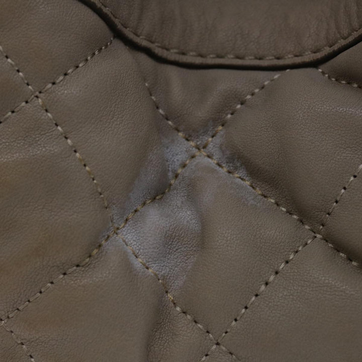 Burberry Hand Bag Leather Beige Auth bs12800