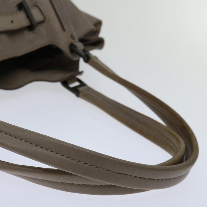 Burberry Hand Bag Leather Beige Auth bs12800