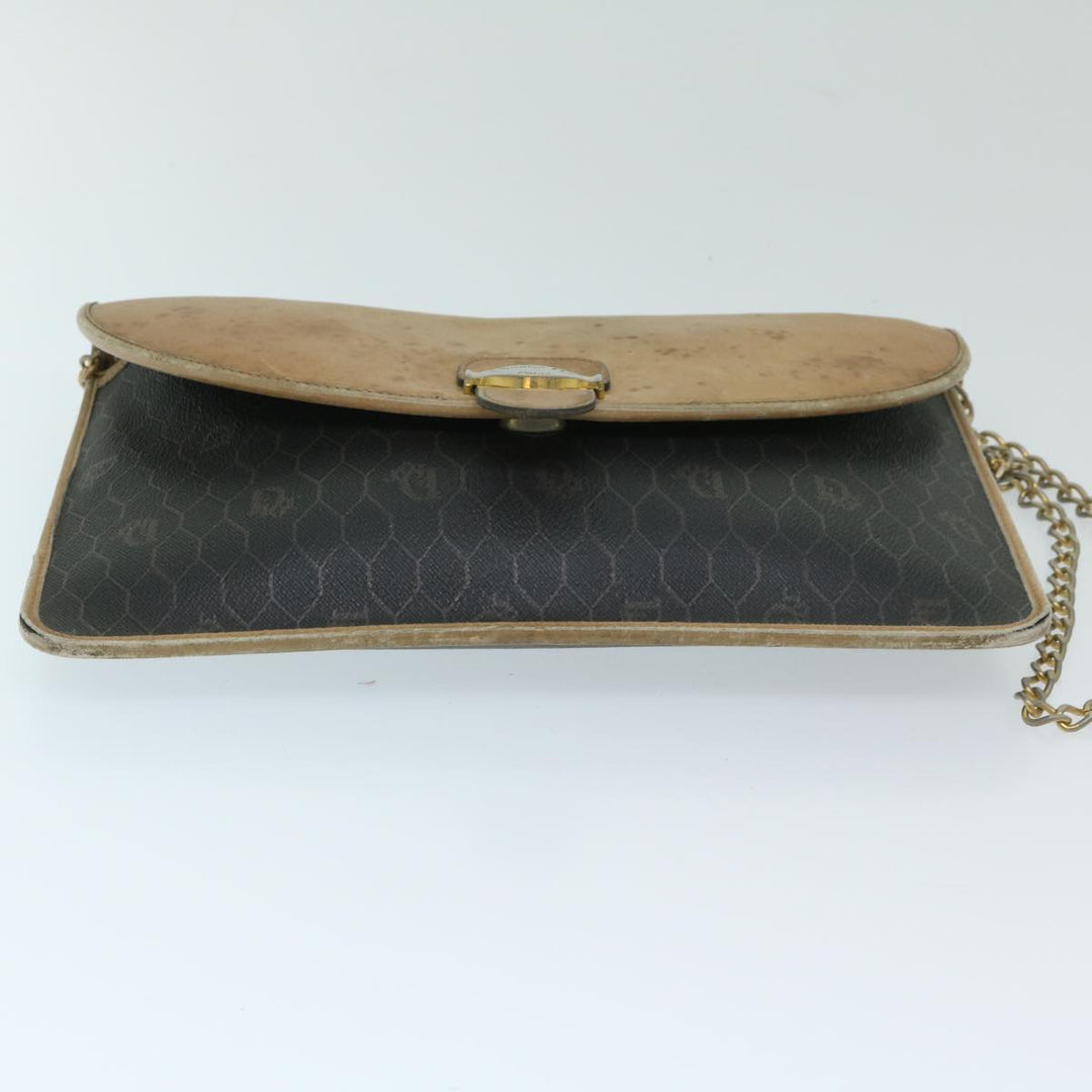 CHRISTIAN Top quality Dior Honeycomb Canvas Chain Shoulder Bag PVC Black Auth bs12883